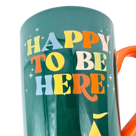 Disney Fantasyland Castle Ceramic Mug "Happy To Be Here" Green Orange NWT - Picture 2 of 8